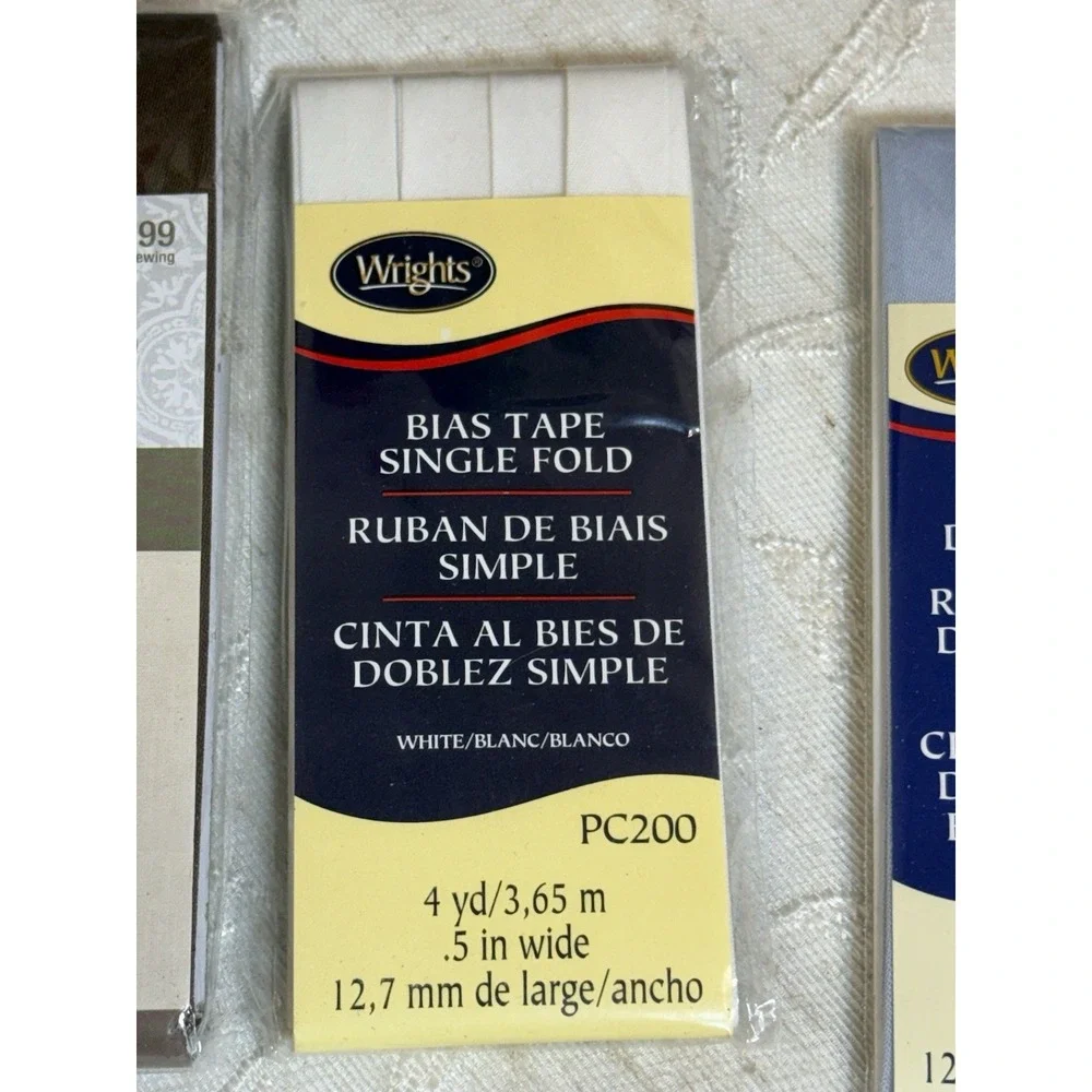 Lot of 3 Wrights & Sew-Ology Bias Tape‎ & Quilt Binding - Blue, White, Brown